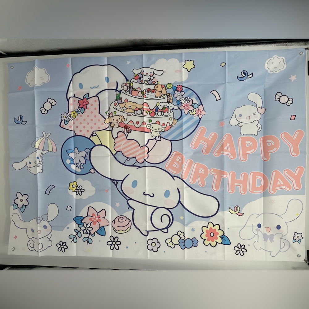 Cinnamoroll Happy Birthday Backdrop Banner 5x3Ft